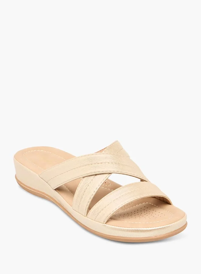 Flora Bella By Shoexpress Women Textured Cross Strap Slip-On Sandals