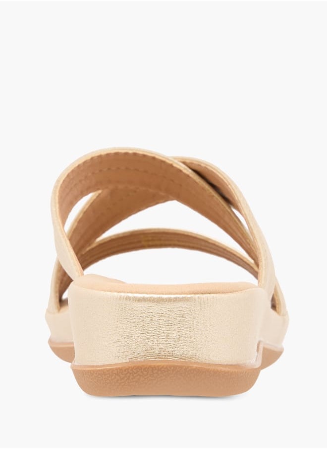 Flora Bella By Shoexpress Women Textured Cross Strap Slip-On Sandals  - Image 5