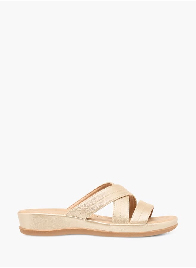 Flora Bella By Shoexpress Women Textured Cross Strap Slip-On Sandals  - Image 3