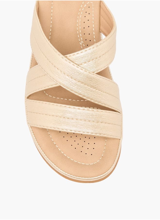 Flora Bella By Shoexpress Women Textured Cross Strap Slip-On Sandals  - Image 4