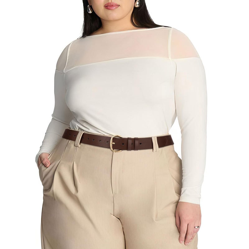 JASGOOD Women Coffee Leather Belt for Jeans Pants Gold Buckle Lady Casual Dress Waist Belt(Fit Waist Size 31-35inch) - Image 3