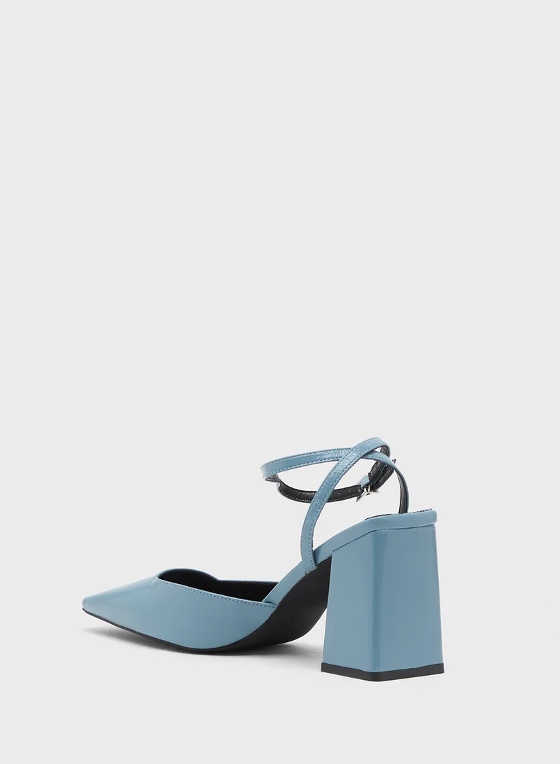 ايلا High Block Heel Pump With Ankle Strap