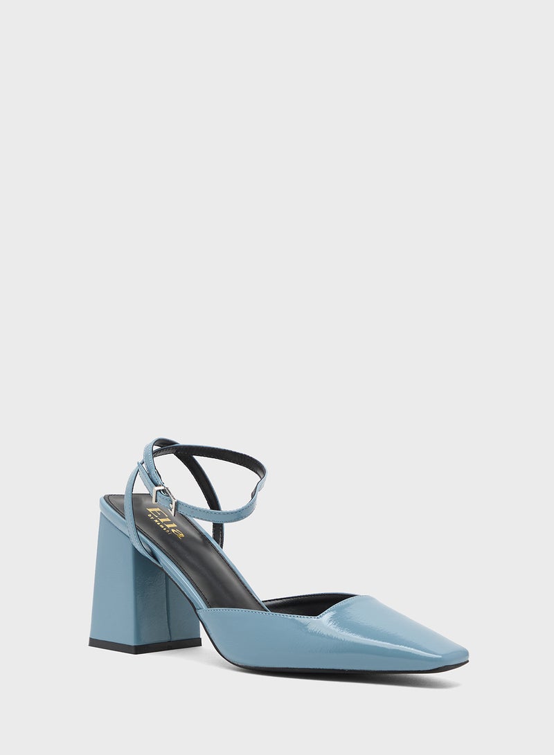 ELLA High Block Heel Pump With Ankle Strap - Image 3