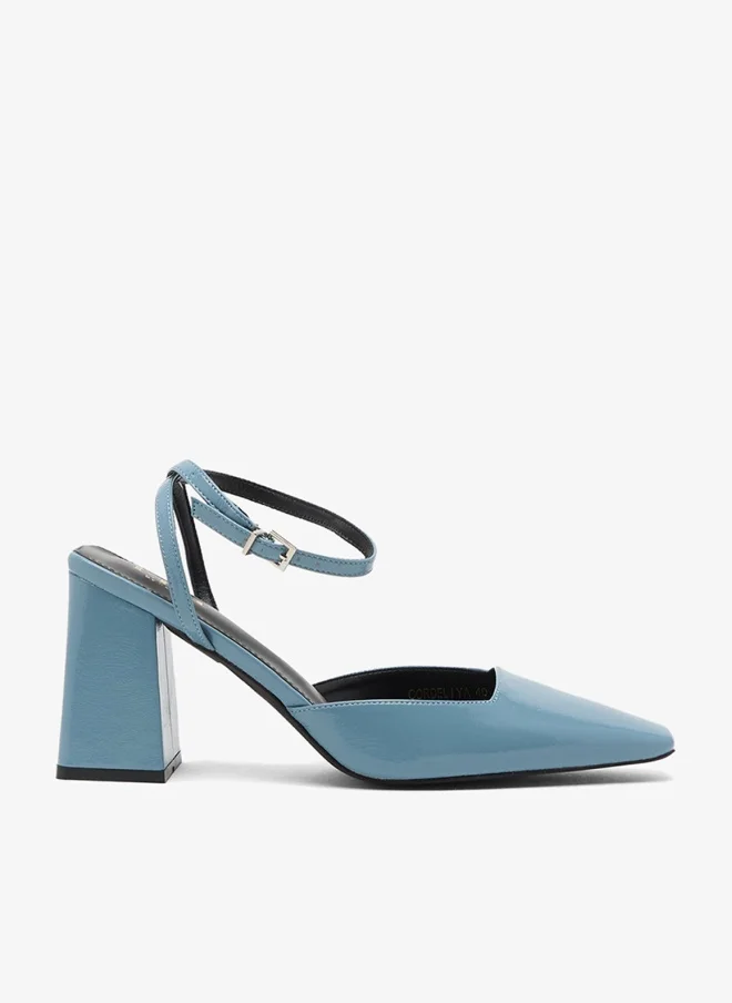 ELLA High Block Heel Pump With Ankle Strap