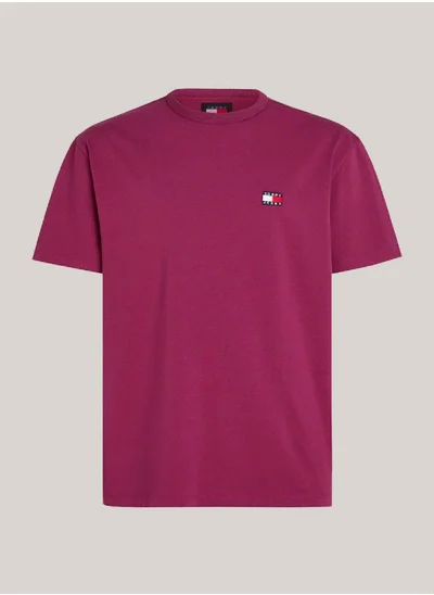 TOMMY JEANS Men's Badge T-Shirt - Pure cotton, Purple