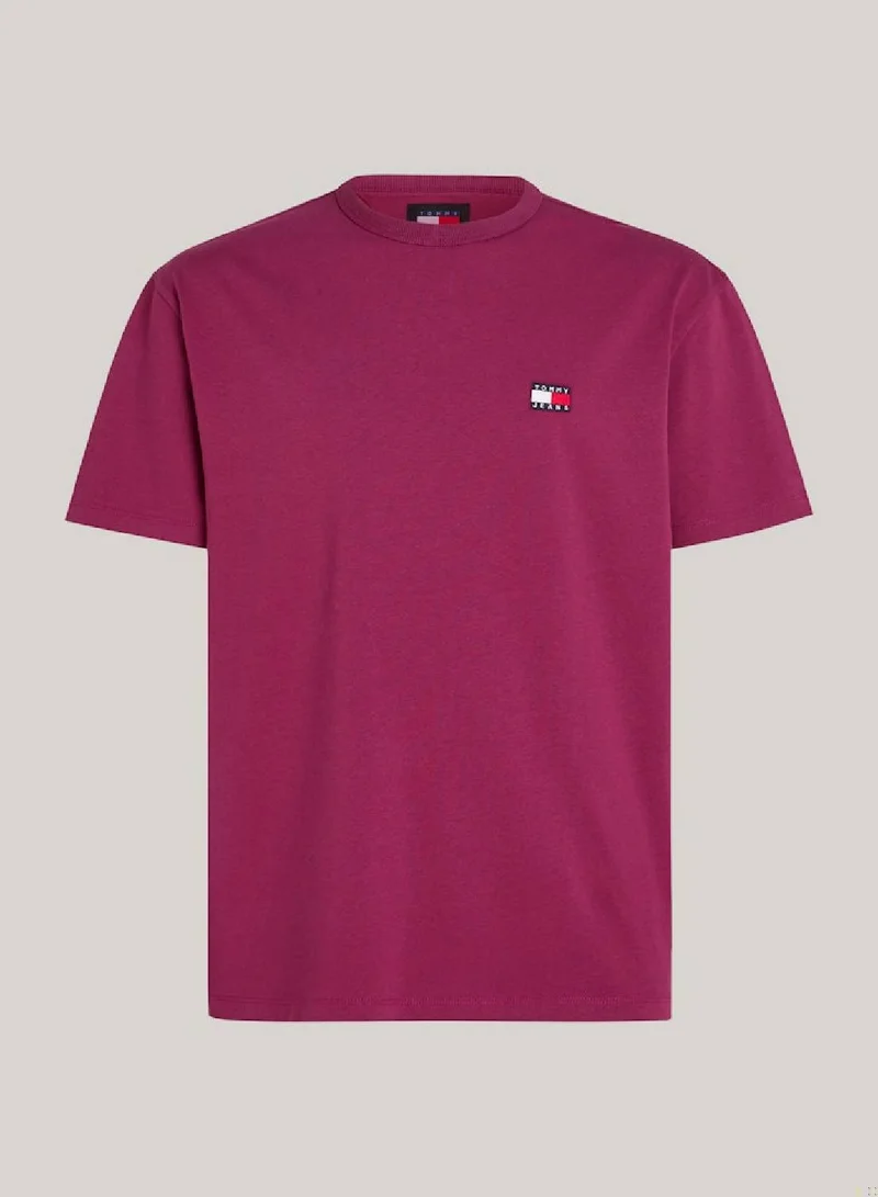 TOMMY JEANS Men's Badge T-Shirt - Pure cotton, Purple