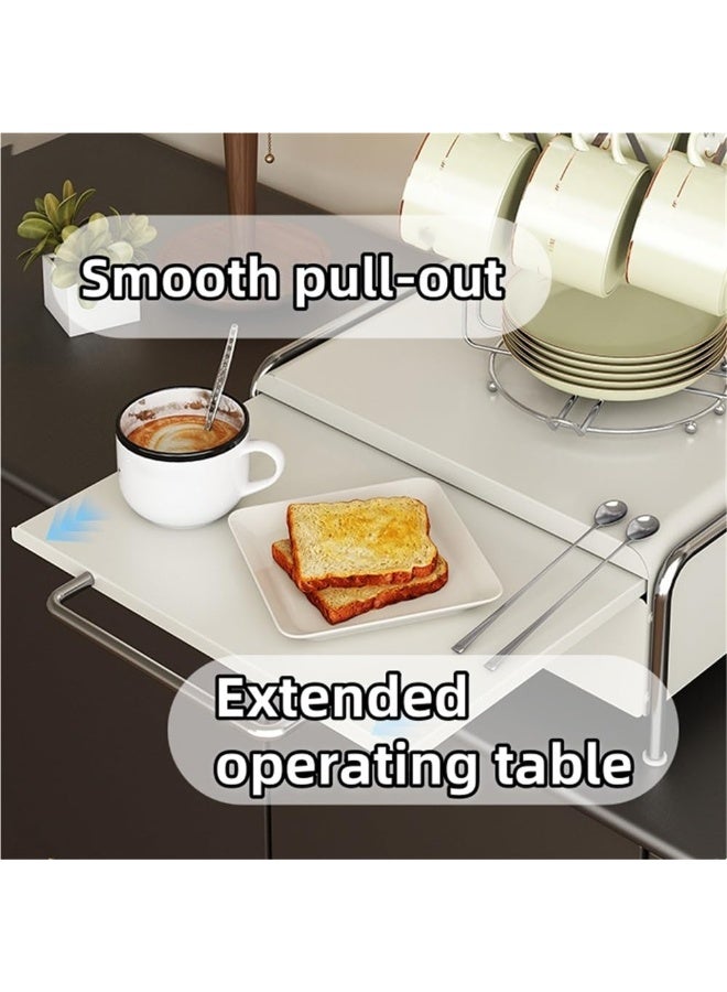 WALALLA Sliding Expandable Coffee Pod Holder & Storage Station - with Work Surface, Drawer for Tea Bags, Syrups - Space-Saving Mental Countertop Organizer (White) - Image 5