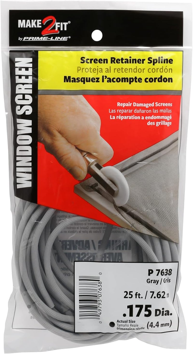 PRIMELINE P 7638 Screen Retainer Spline, 0.175 In., 25 ft., Gray (1 Roll) - Image 1