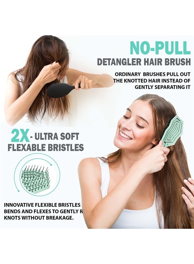 Fiora Naturals Hair Brush Set For Women - Fiora Naturals Hair Detangler Brush, Round Brush, and Comb Set - Bio-friendly Hairbrushes for Detangling and Blow Drying - For All Hair Types, Natural, Fine & Curly. - Image 3