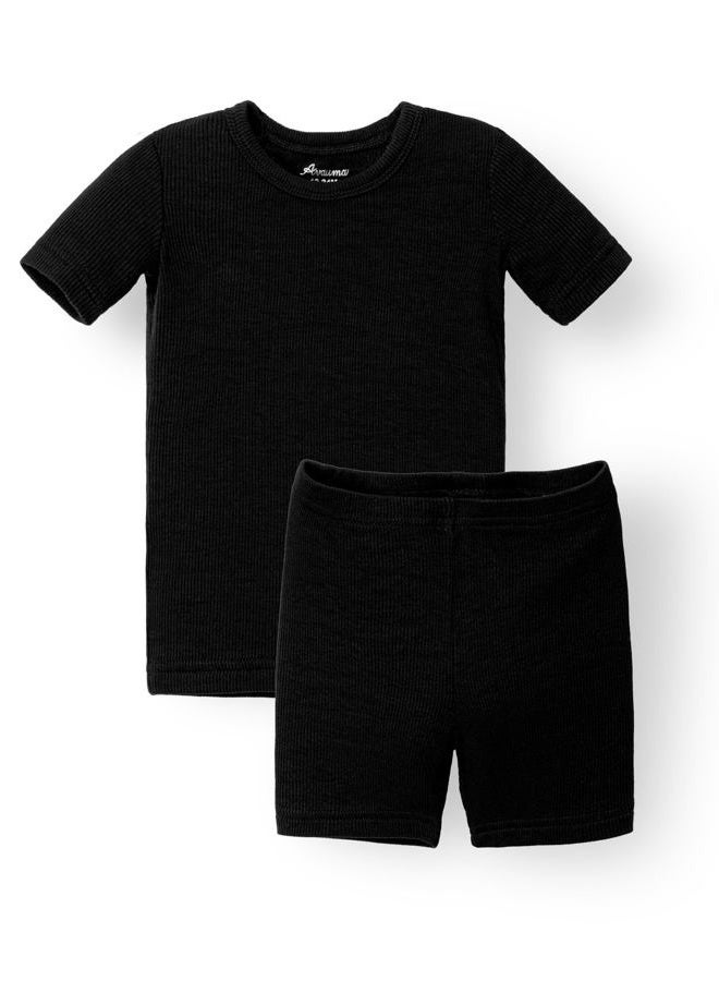 AVAUMA Baby Boys Girls Pajama Set Kids Toddler Snug fit Ribbed Sleepwear pjs for Daily Life Style, S-black, 3 Years - Image 1