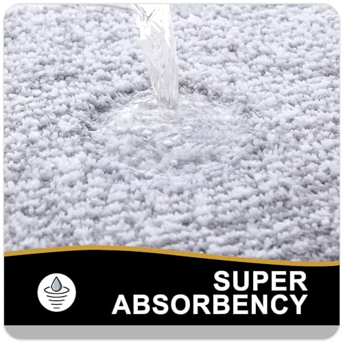 OLANLY Bathroom Rugs Sets 3 Piece, Soft Absorbent Microfiber Bath Mats and U-Shaped Contour Toilet Rug, Home Decor Accessories, Non-Slip, Bath Mat Set for Bathroom (30"x20"+24"x16"+24"x20", Grey) - Image 3