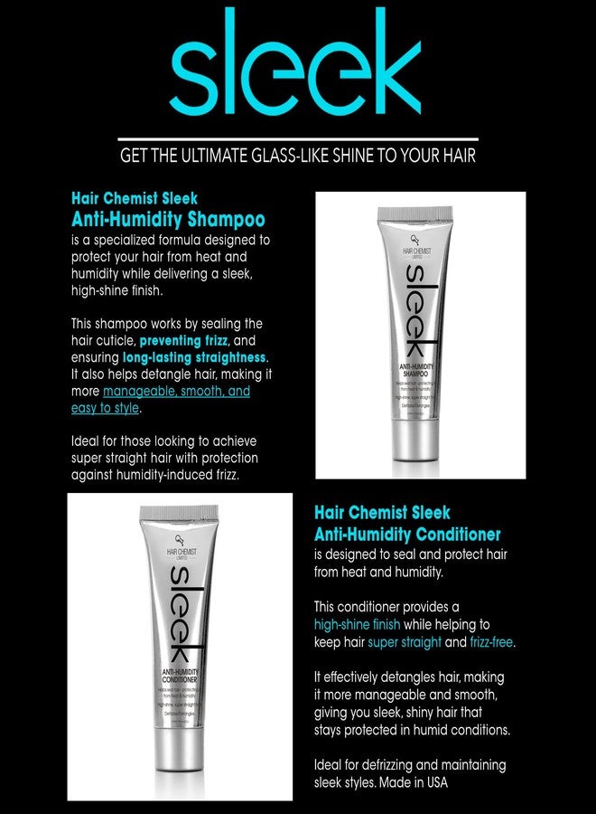Hair Chemist شامبو وبلسم هير كيميست سليك المضاد للرطوبة 8 أونصات (طقم 2 قطعة) - شامبو وبلسم للشعر المجعد للحصول على شعر ناعم ومستقيم للغاية، مجموعة شامبو وبلسم مضادة للتجاعيد والتنعيم - Image 3