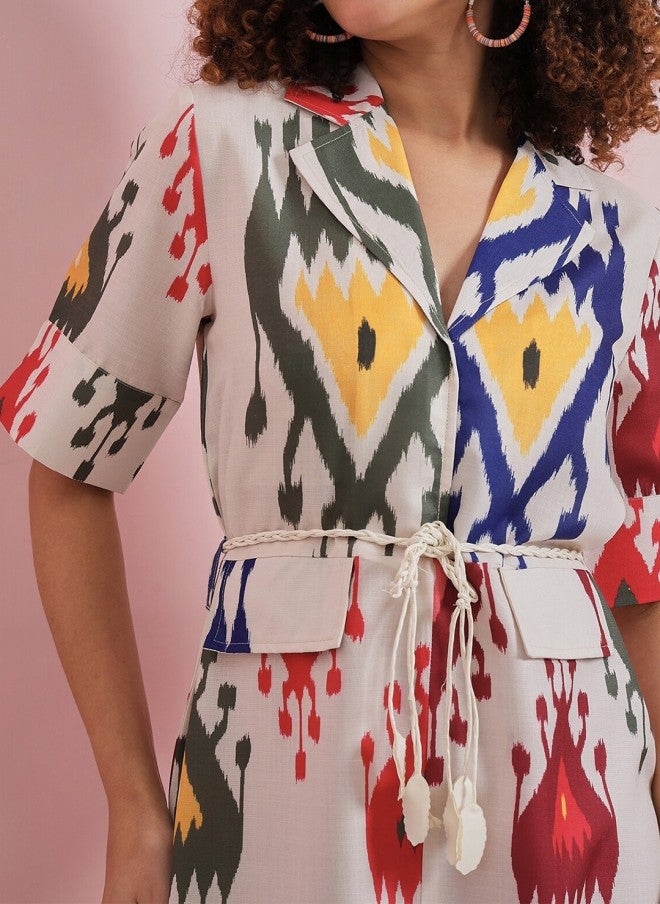 Athena Printed A-Line Midi Dress for Women - Image 2