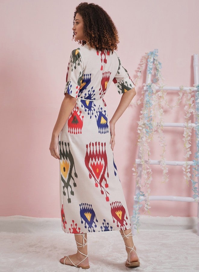 Athena Printed A-Line Midi Dress for Women - Image 4