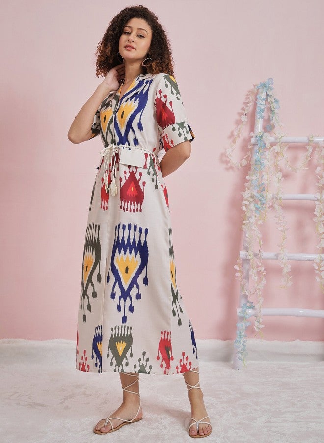 Athena Printed A-Line Midi Dress for Women - Image 3