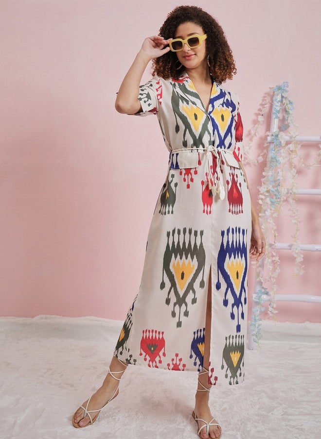 Athena Printed A-Line Midi Dress for Women - Image 5