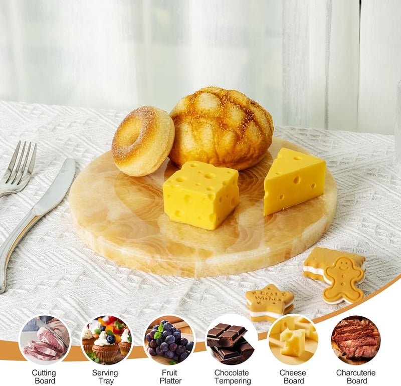 BCS ألواح تقديم وقطع من الرخام الطبيعي BCS للمطبخ 10 ألواح رخامية للجبن والمعجنات لوح حجري لخبز المعجنات والخبز والشوكولاتة والحلويات المكسيكية أونيكس - Image 4