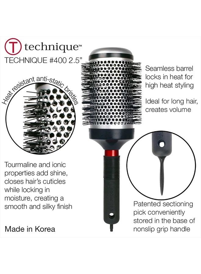 Cricket Technique #400 2.5” Thermal Hair Brush Seamless Barrel Styling Hairbrush Anti-Static Tourmaline Ionic Bristle for Blow Drying Curling All Hair Types - Image 1