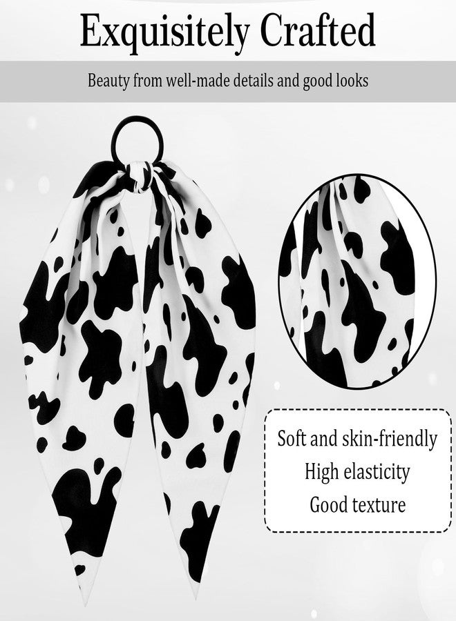DOPENSPI 2PCS Cow Print Hair Band for Women Girls, Non-Slip Cow Print Bandana Rabbit Bunny Ear Bow Bowknot Elastic Scrunchies Hairs Tie Ropes Ponytail Holder Hair Accessories - Image 5
