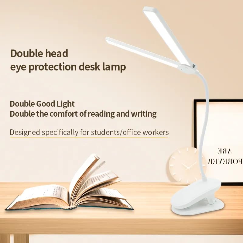 RATAVA 3 Colour Mode LED Table lamp Folding Neck Reading Light Rechargeable led Reading Light Study Lamp for Students Night Light for Study Room 1pc Desk Lamp with Clip - Image 4