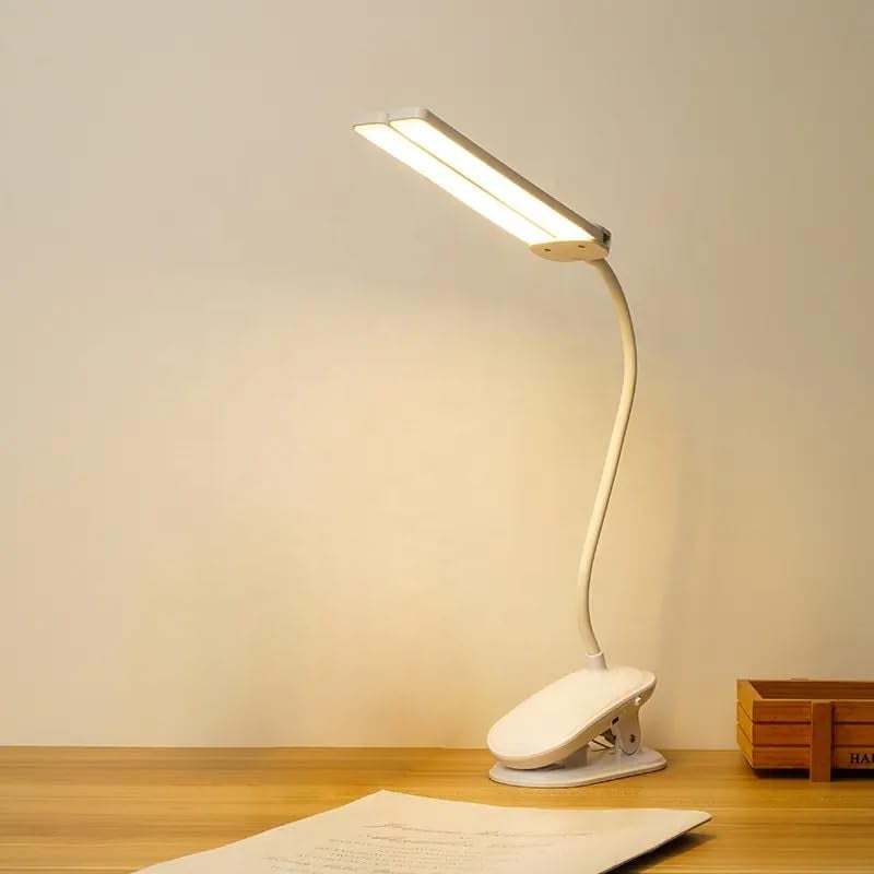 RATAVA 3 Colour Mode LED Table lamp Folding Neck Reading Light Rechargeable led Reading Light Study Lamp for Students Night Light for Study Room 1pc Desk Lamp with Clip - Image 1