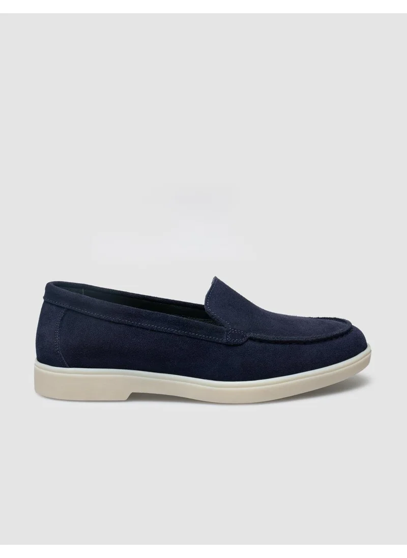 كاباني Leather Navy Blue Suede Women's Loafer