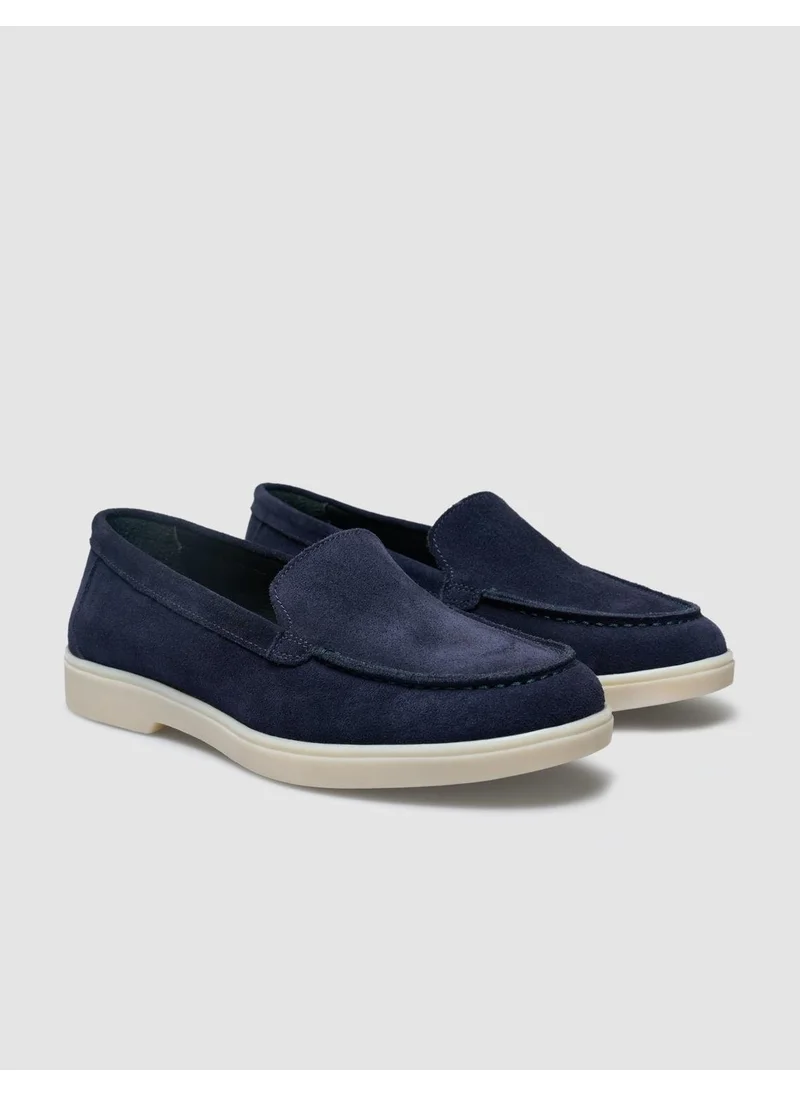 Cabani Leather Navy Blue Suede Women's Loafer