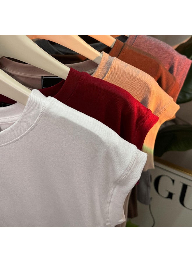 PLANDOO Anti-Aging & Brightening [92% High-Quality Cotton] Women'S Red Short Crop Top Slimming Fly Sleeve Base Layer - Image 5