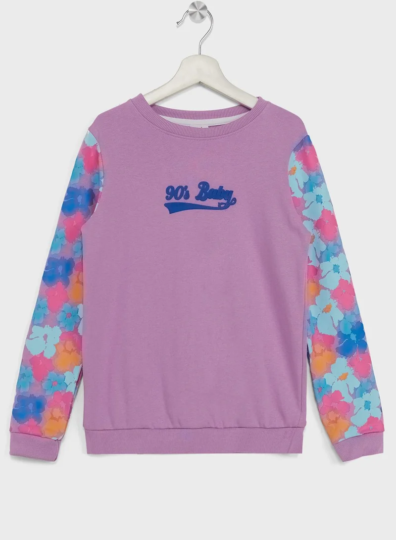 Pinata Girls Floral Sleeve Printed Sweatshirt