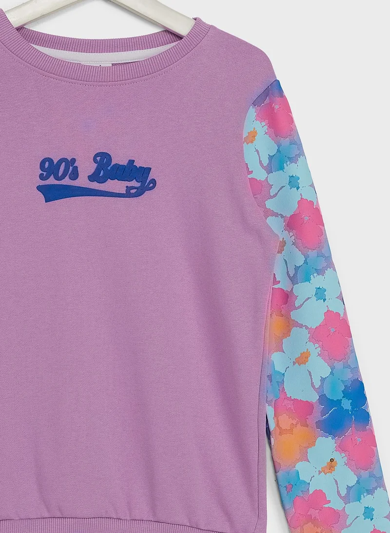 Pinata Girls Floral Sleeve Printed Sweatshirt