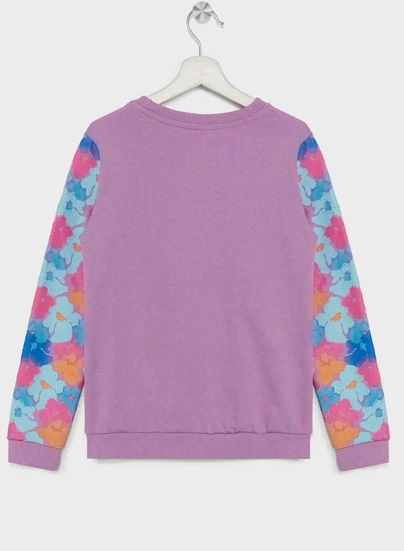 Pinata Girls Floral Sleeve Printed Sweatshirt