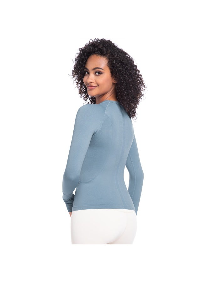 Seamless Yoga Shirts Women's Gym Crew Neck Long Sleeve Fitness Tops Workout Clothes Sportswear High Stretchy Running T-shirts - Image 5