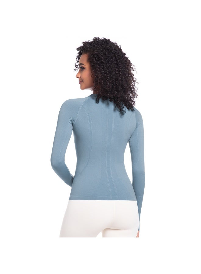 Seamless Yoga Shirts Women's Gym Crew Neck Long Sleeve Fitness Tops Workout Clothes Sportswear High Stretchy Running T-shirts - Image 4