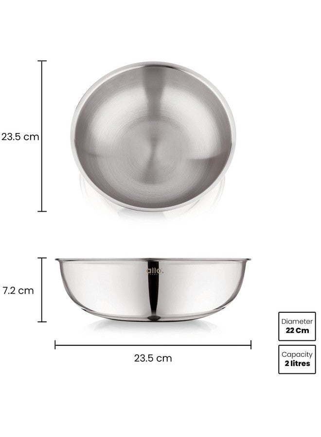 Allo Allo Triply Stainless Steel Tasla |Ideal Tasla for Curry/Stir-Fry/Deep-Fry/DryVeg/Sauté Induction Friendly, Heavy Base Kadhai Naturally Non-Stick | 10 Years Warranty 22cm, 2 litres  - Image 4