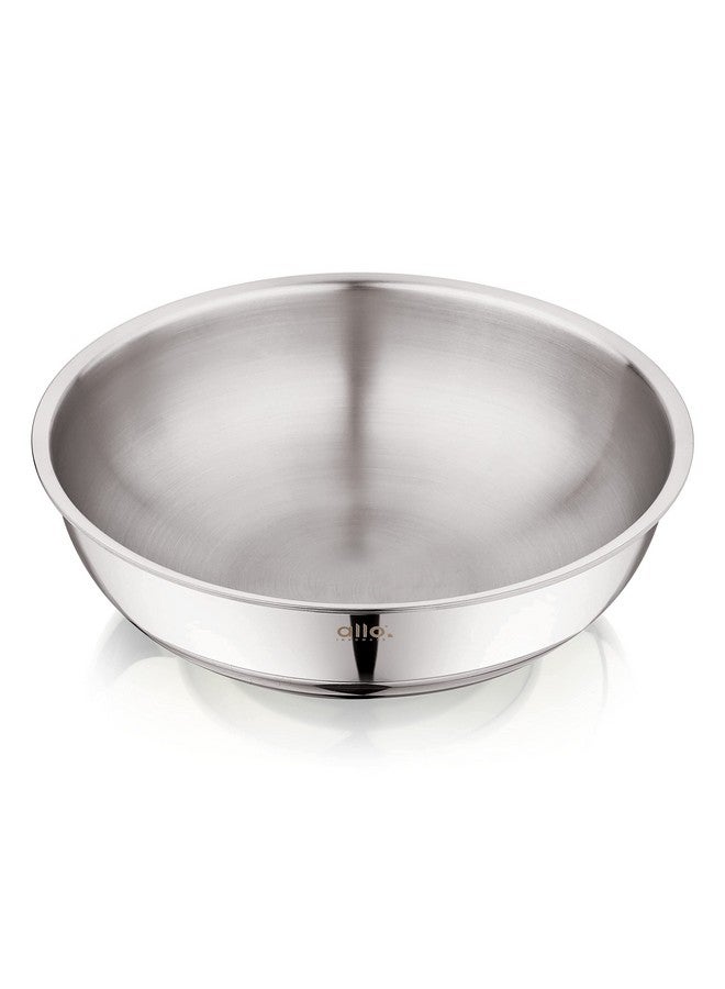 Allo Allo Triply Stainless Steel Tasla |Ideal Tasla for Curry/Stir-Fry/Deep-Fry/DryVeg/Sauté Induction Friendly, Heavy Base Kadhai Naturally Non-Stick | 10 Years Warranty 22cm, 2 litres  - Image 1