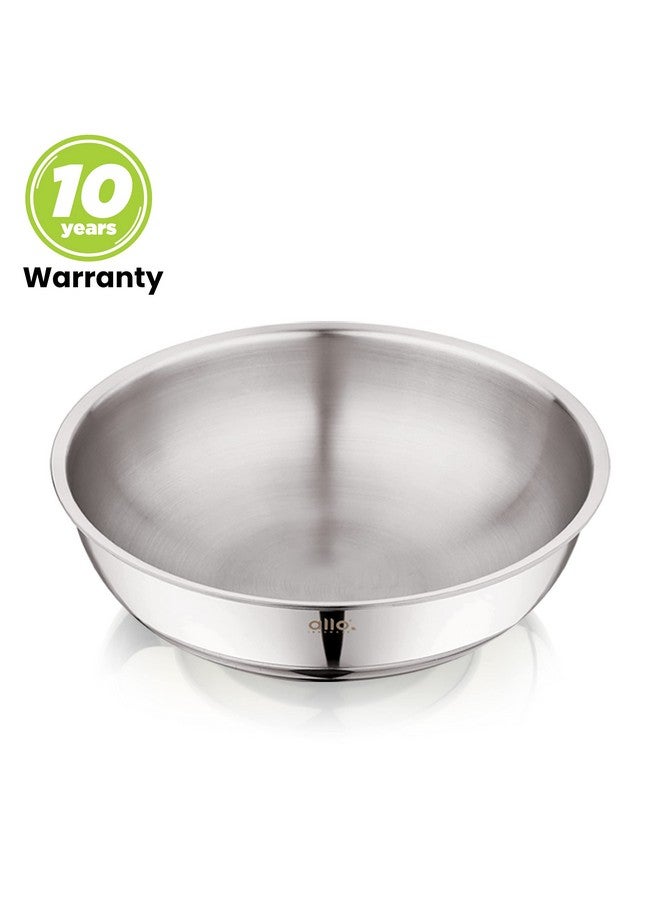 Allo Allo Triply Stainless Steel Tasla |Ideal Tasla for Curry/Stir-Fry/Deep-Fry/DryVeg/Sauté Induction Friendly, Heavy Base Kadhai Naturally Non-Stick | 10 Years Warranty 22cm, 2 litres  - Image 2