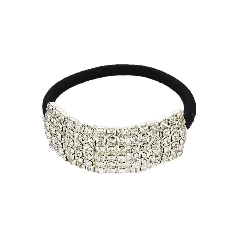Xiwstar Hairband Fashion Bling Crystal Rhinestone Hair Ties for Women Girls Silver 1 Count Pack of 1