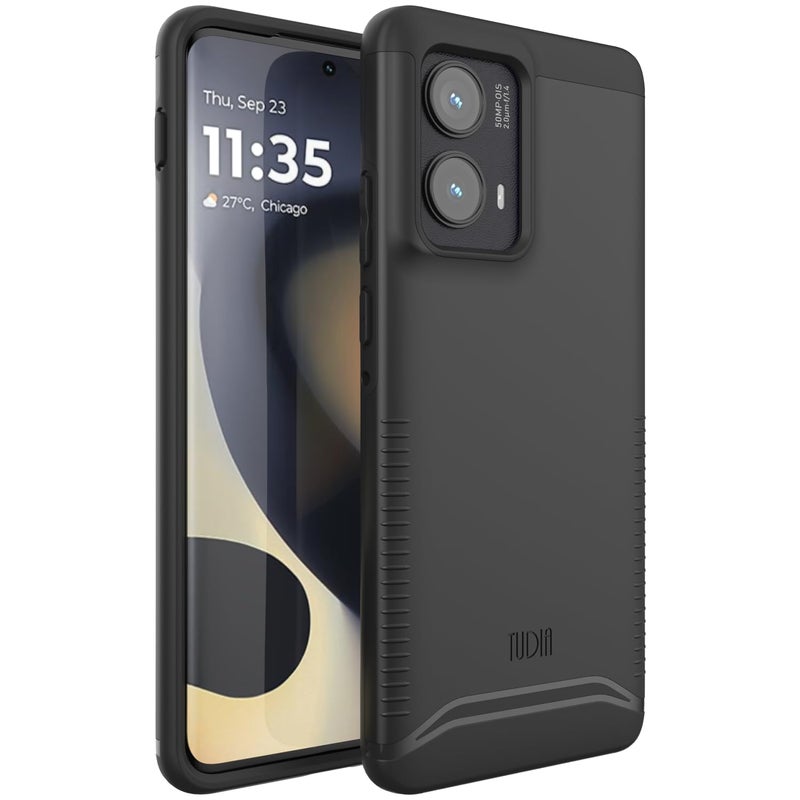 TUDIA Merge [Military Grade] Designed for Motorola Edge 2024 Case 5G - [Drop Tested] Dual Layer Shockproof Slim Heavy Duty Moto Edge 2024 Cases - Matte Black - Image 1
