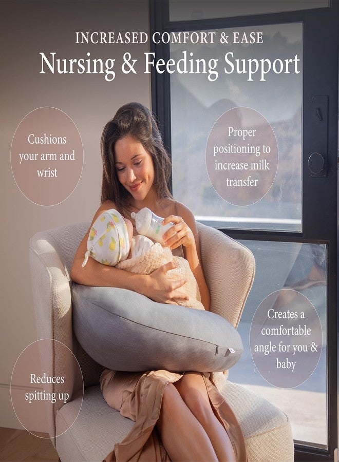 Pharmedoc Nursing Pillow for Breastfeeding - Breast Feeding Pillows for Mom - Bottle Feeding - Support for Mom and Baby - Pregnancy Maternity Pillows, Baby Shower Must Haves - Grey Cooling Cover - Image 2