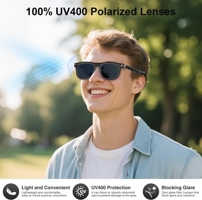 نظارات ذكية مع ChatGPT- ترجمة في الوقت الحقيقي 110+ لغات ، إلغاء الضوضاء ، نظارات مترجمة الذكاء الاصطناعي الصوتية المفتوحة للأذن ، نظارات شمسية ذكية UV400 ، الكشف عن رأس التشغيل / إيقاف التشغيل التلقائي - رمادي - Image 5