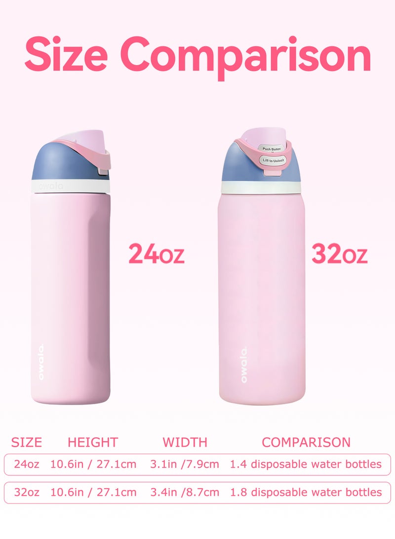 Owala FreeSip Insulated Stainless Steel Water Bottle With Straw For Sports Travel And School BPA Free Sports Water Bottle(Pink 32OZ) - Image 5