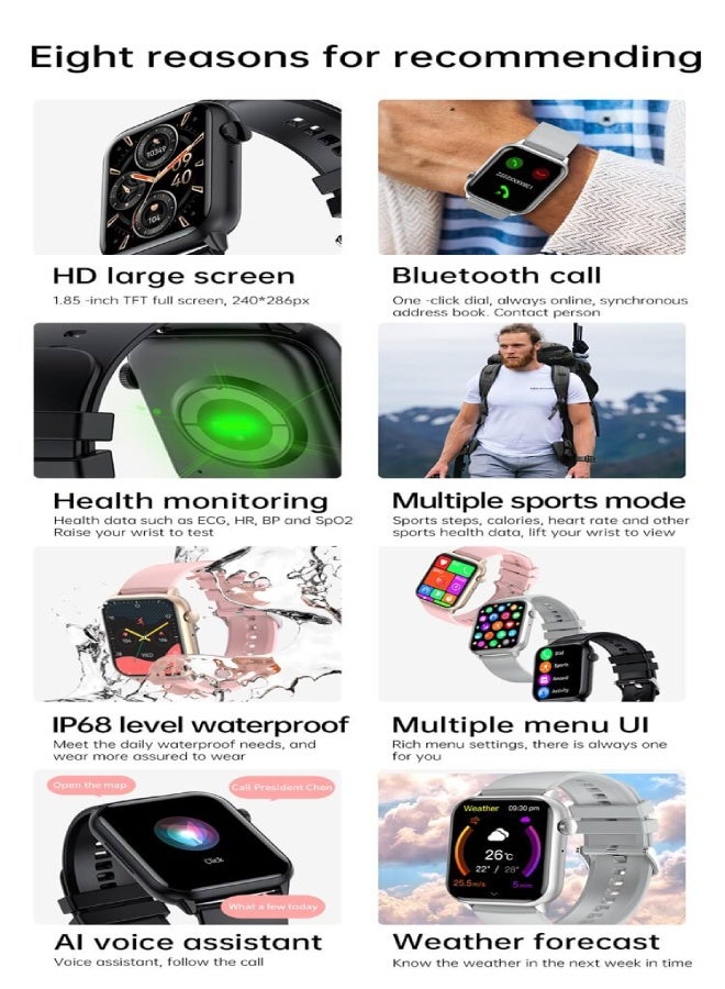AROAQ HK40 Smart Watch 1.85" Full Touch Screen with Bluetooth Call, NFC, Health & Fitness Tracking, IP67 Waterproof – Men & Women , Pink - Image 5