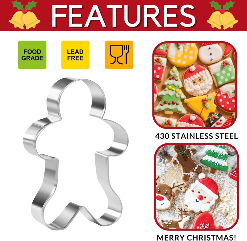 KAISHANE KAISHANE Christmas Cookie Cutter Set  12 Pcs Stainless Steel Cutters Christmas treeSanta ClausSnowmanReindeerGingerbread ManSnowflakeAngelChristmas Socks and more for Biscuit Fondant - Image 2