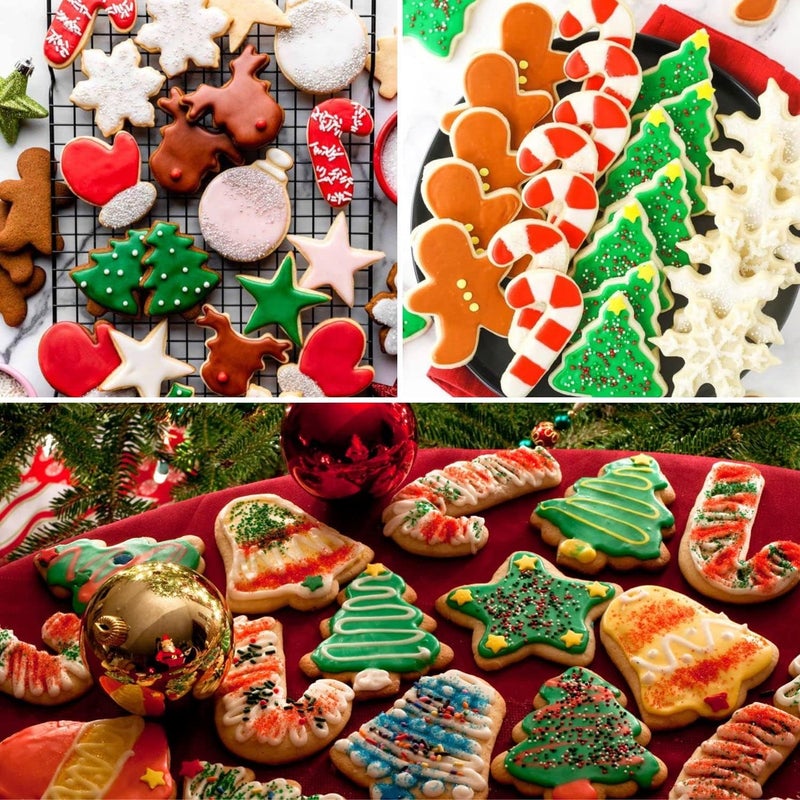 KAISHANE KAISHANE Christmas Cookie Cutter Set  12 Pcs Stainless Steel Cutters Christmas treeSanta ClausSnowmanReindeerGingerbread ManSnowflakeAngelChristmas Socks and more for Biscuit Fondant - Image 4