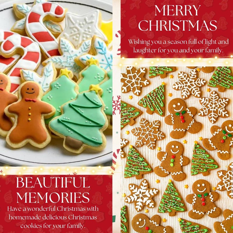 KAISHANE KAISHANE Christmas Cookie Cutter Set  12 Pcs Stainless Steel Cutters Christmas treeSanta ClausSnowmanReindeerGingerbread ManSnowflakeAngelChristmas Socks and more for Biscuit Fondant - Image 3
