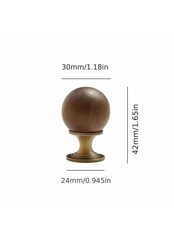 4 مقابض أدراج على شكل كرات من الجوز العتيق، قاعدة من سبائك الزنك والنحاس الأصفر العتيق لخزائن المطبخ وخزائن الملابس - Image 5