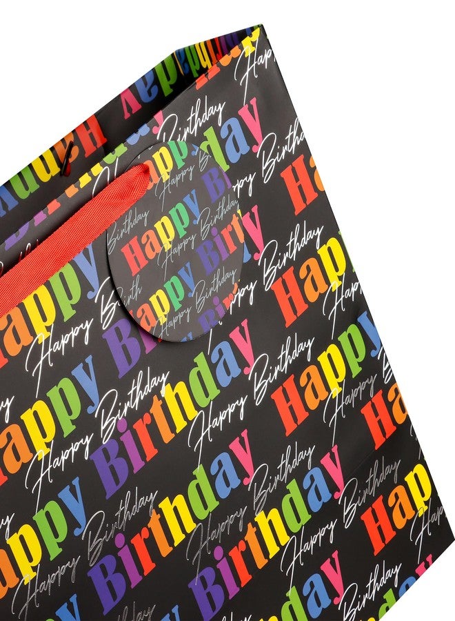 POPGIFTU 16.5" Extra Large Black Gift Bag with Tissue Paper, Greeting Card and Tag, Birthday Gift Bags with Handles for Men & Women (16.5”x12.6”x6.5”, 1 Pack) - Image 5