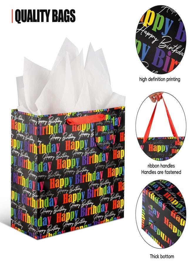 POPGIFTU 16.5" Extra Large Black Gift Bag with Tissue Paper, Greeting Card and Tag, Birthday Gift Bags with Handles for Men & Women (16.5”x12.6”x6.5”, 1 Pack) - Image 2
