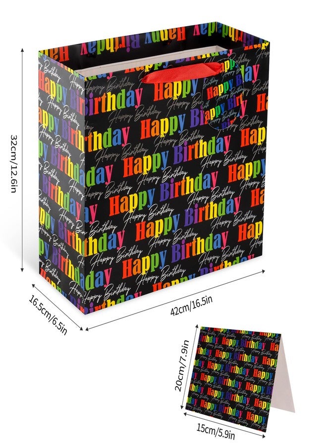 POPGIFTU 16.5" Extra Large Black Gift Bag with Tissue Paper, Greeting Card and Tag, Birthday Gift Bags with Handles for Men & Women (16.5”x12.6”x6.5”, 1 Pack) - Image 4