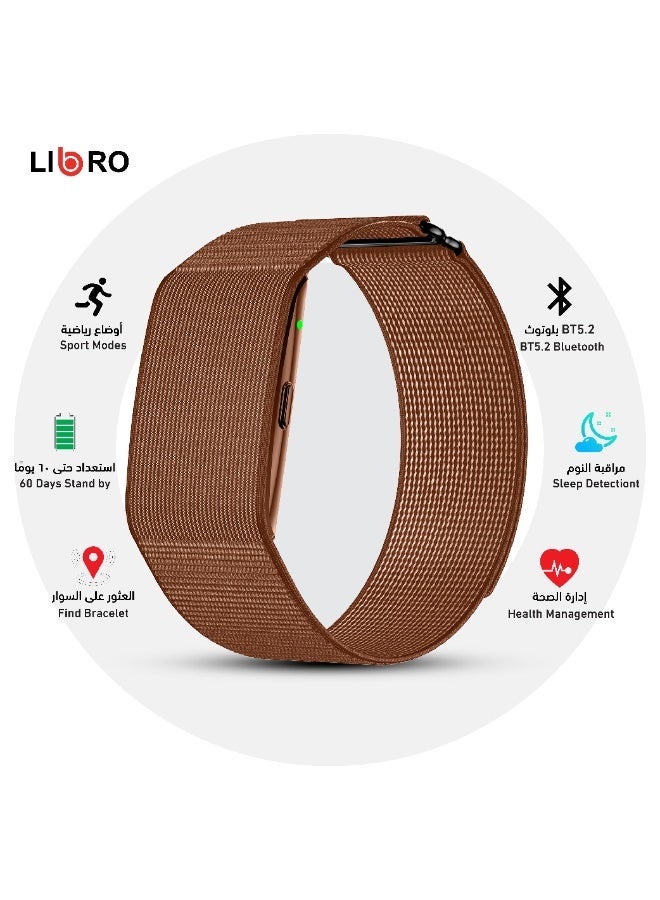 Libro Fitness Tracker Smart Bracelet Brown, Blood Pressure Monitor, Heart Rate & SpO2 Tracking, Sleep Monitor, 60 Days Battery Life, 10M Waterproof, Activity Tracker – LIBRO NURU Brown - Image 1